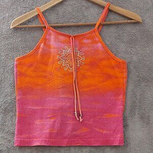 VTG Ombre Boho Tank Top – Tie  Back Orange & Pink, Girls Size 10/12 Summer Style